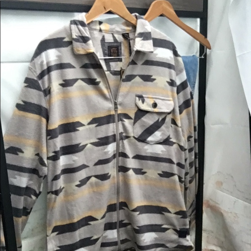 New Men’s Southwest Print Full Zip Front Flannel Layering Shirt Jacket